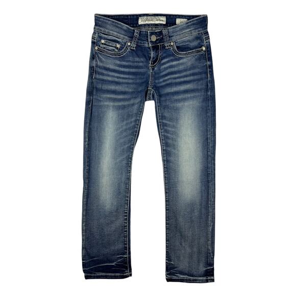 BKE Denim Sabrina Stretch Cropped Capris Jeans Women's Sz 24 Medium Wash Faded - Picture 1 of 12